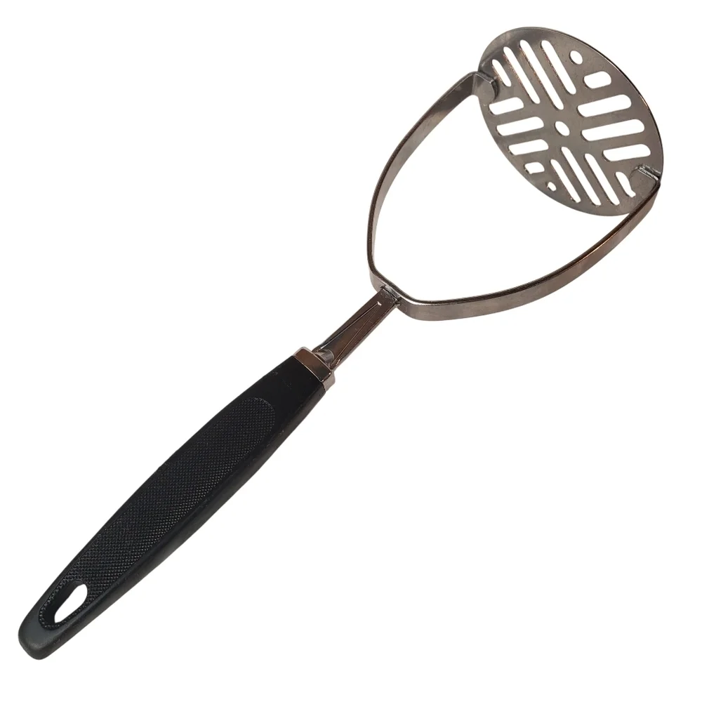 Vntg Ekco Stainless Steel Potato Masher with Black Handle. Made In USA